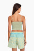 Embroidered short top in linen with adjustable straps